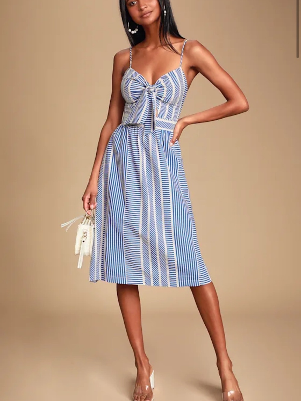 Lulu’s Blue and White Striped Tie-Front Sundress